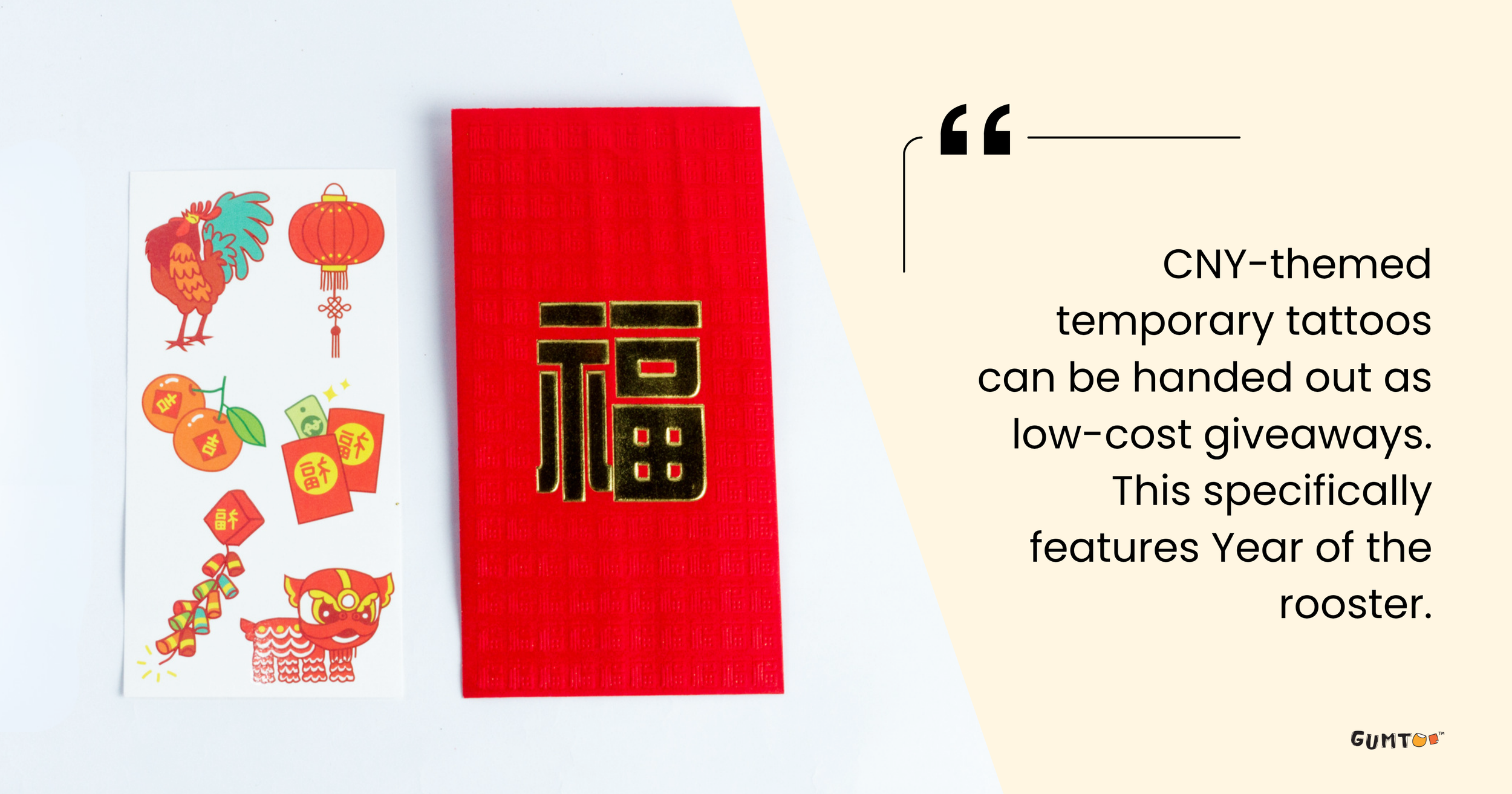CNY themed temporary tattoos as low cost branded merchandise