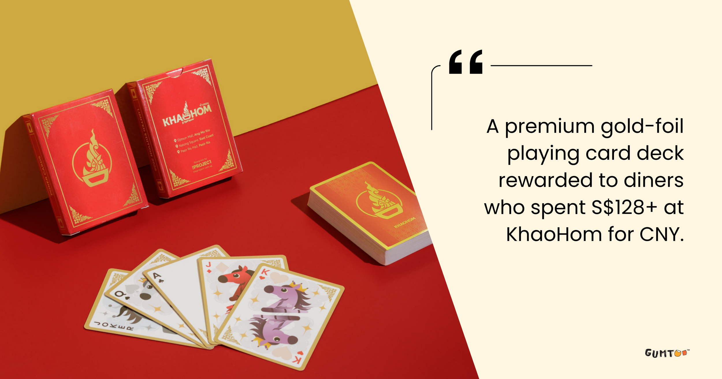 Khao Hom gold foil CNY playing cards for tiered spend reward