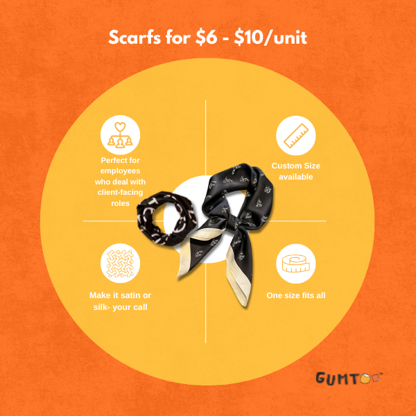 Affordable branded merchandise SG scarfs with custom logo printing, available in different sizes for events and campaigns. Cheap corporate gifts Singapore option designed to spark conversations and stand out at promotional events.
