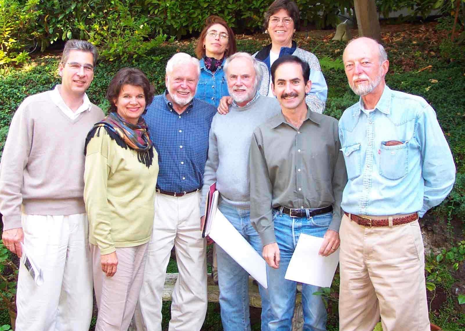Some of the original 2001 board members, l. to r., Klaus Burmeister, Nancy Mueller, Tim Wallace, Tamia Marg, Bill McClung, Joan Collignon, Barry Miller and Joe Engbeck. (Not pictured are Marion Brenner, Betty Croly, Marilyn Goldhaber and Ronnie Rogers.)