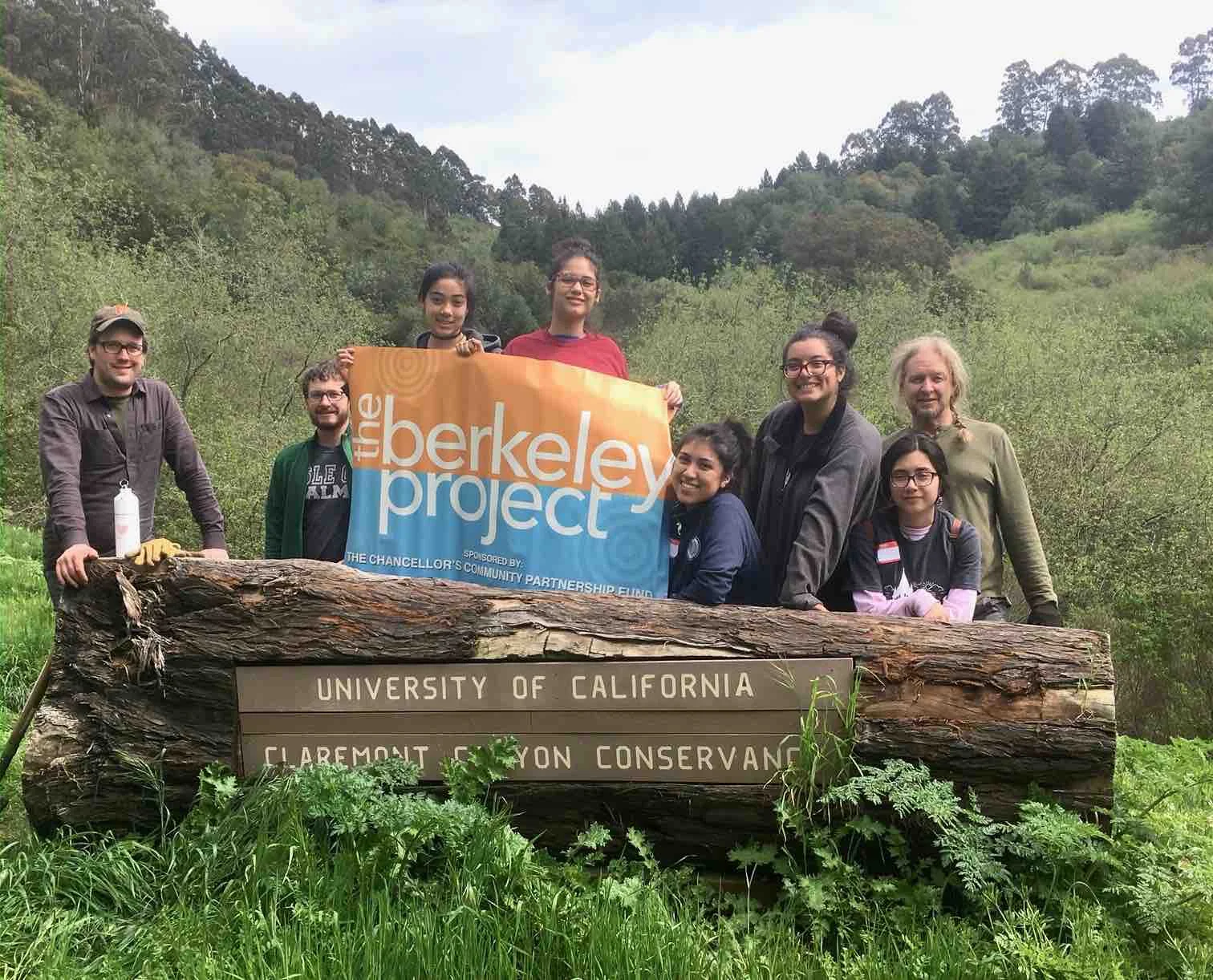 Conservancy board members Josh Borkowski (leftmost) and Bob Strayer (rightmost) flank a group of cheerful Cal student volunteers last March on Berkeley Project Day. We hope to move the trail forward the last hundred yards and connect it with the existing trail on the East Bay Regional Park District’s land.