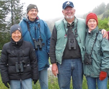 Dave, center, in the green vest—pictured from a previous canyon walk—with Marilyn Goldhaber, right, and Ray Johnston and Sharon Muneno, left, (Sally Sherman was also with us on this year's walk).
