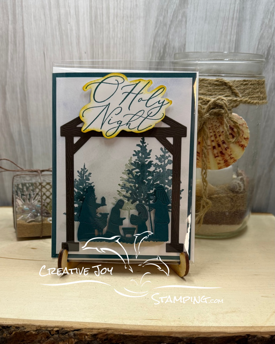 Card 5 - Night Divine stamp set/Whispering Woods DSP