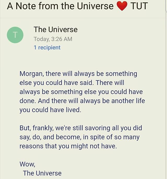 I get #notesfromtheuniverse to my in box every couple of days. It's always magically on point. Some kind words can make such a difference in your day 💓