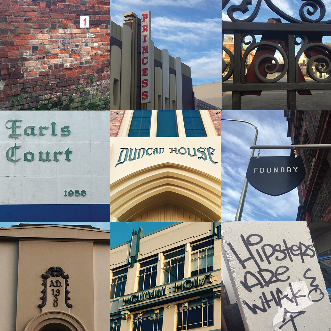 Type adorning the architecture of Launceston records history of design and attitudes.