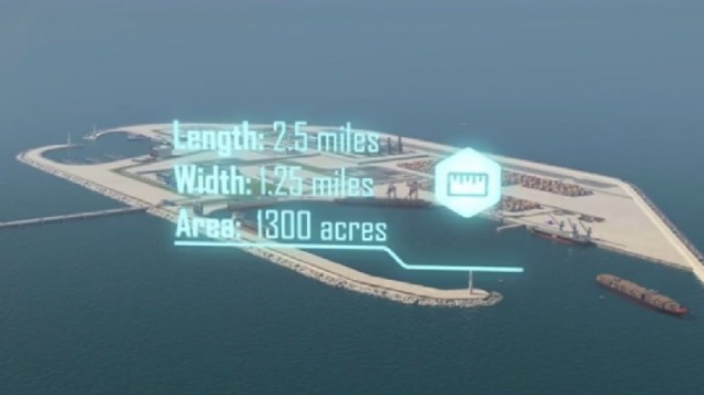 A screenshot from the Gaza Artificial Island Initiative released June 28, 2017 by the Intelligence Ministry headed by Yisrael Katz.