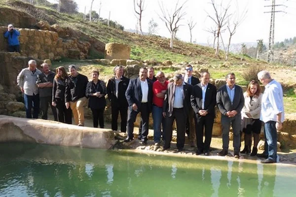 Israeli government officials gathered at the spring.
