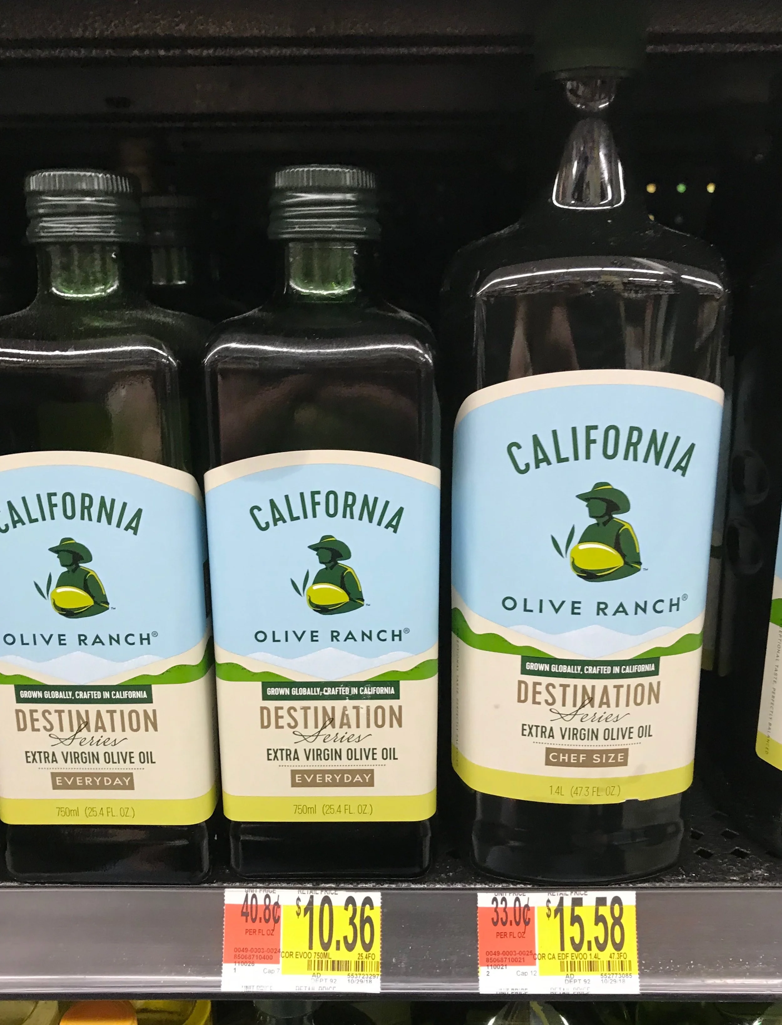 California Olive Oil: you get 30.4 MORE ounces for $2.41 LESS that the price on Amazon!!
