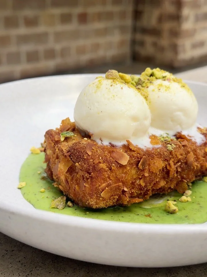 Toastest with the mostest 🌟 Shokupan Yuzu French Toast with Sicilian pistachio ganache, Belgian white chocolate gelato and pistachio. On alllll day!