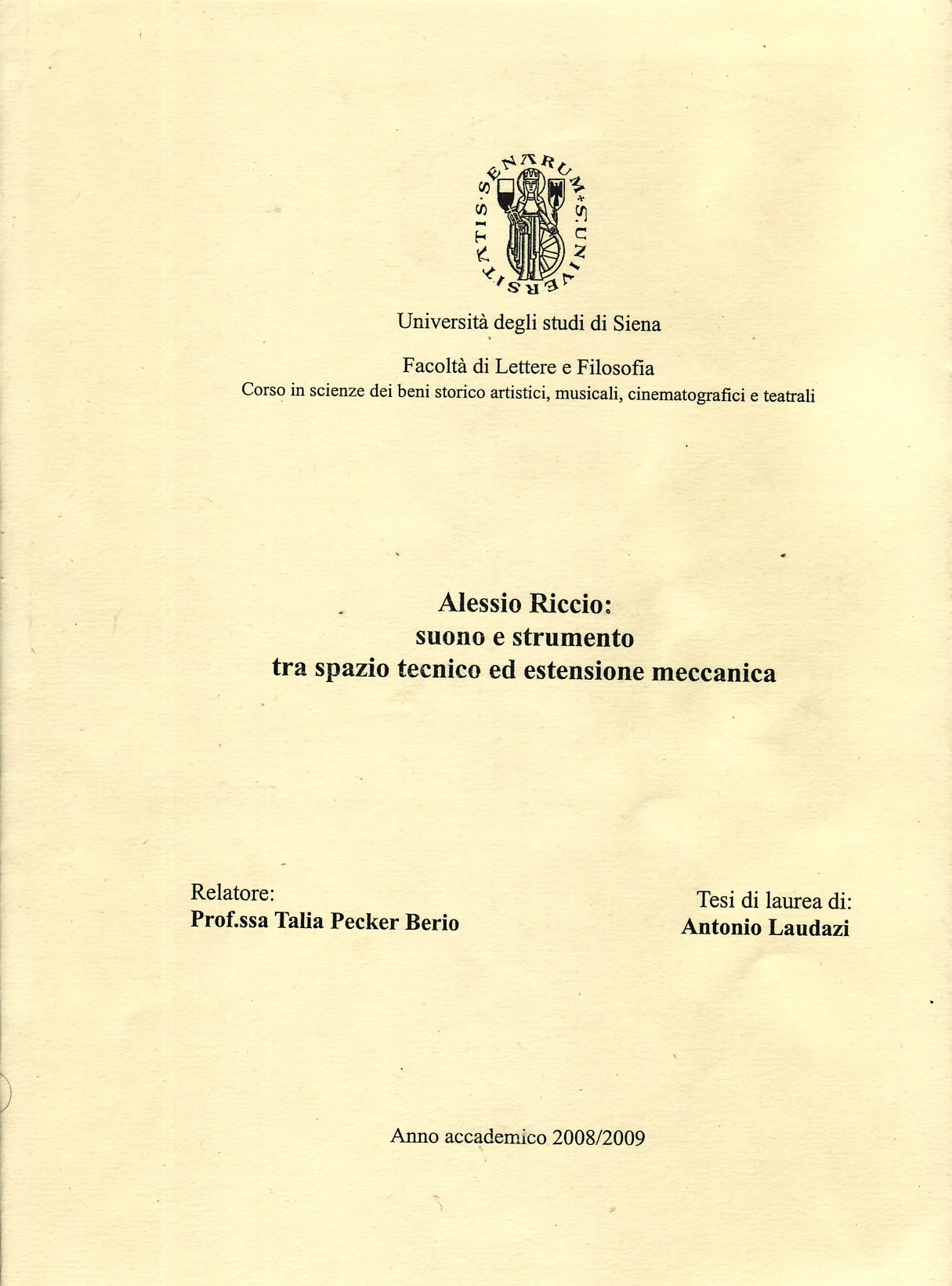 GRADUATE THESIS A. Laudazi June 2009