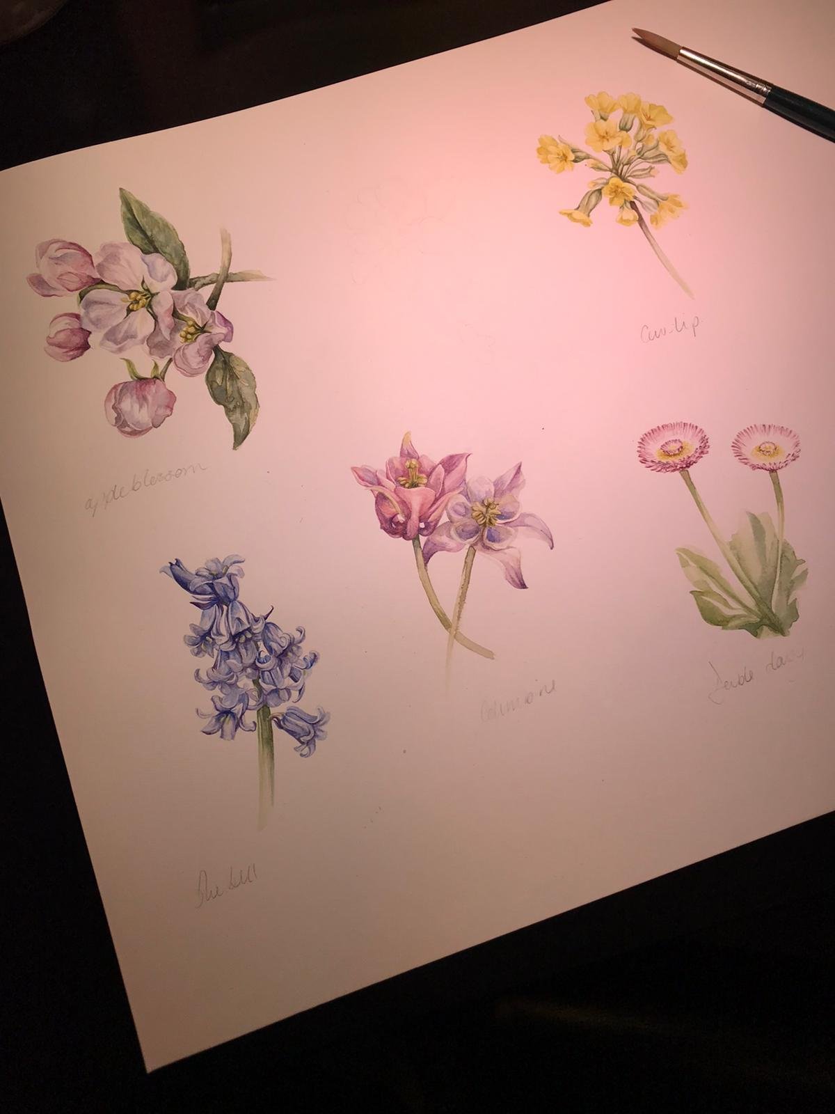 Watercolour flowers for Liberty London Fabrics SS22 - The Wonderful Fantastical