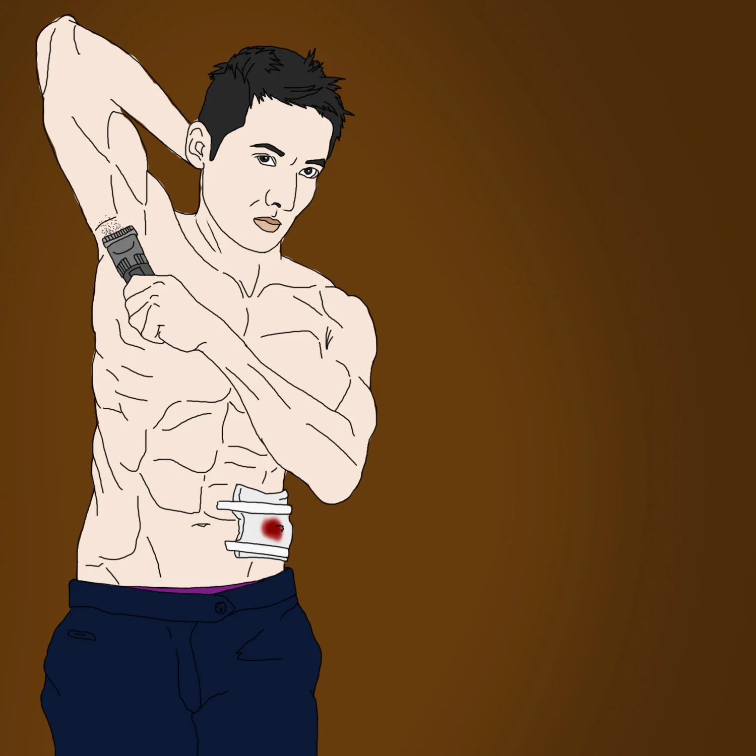 VERY HANDSOME MAN SHAVING HIS ARMPIT