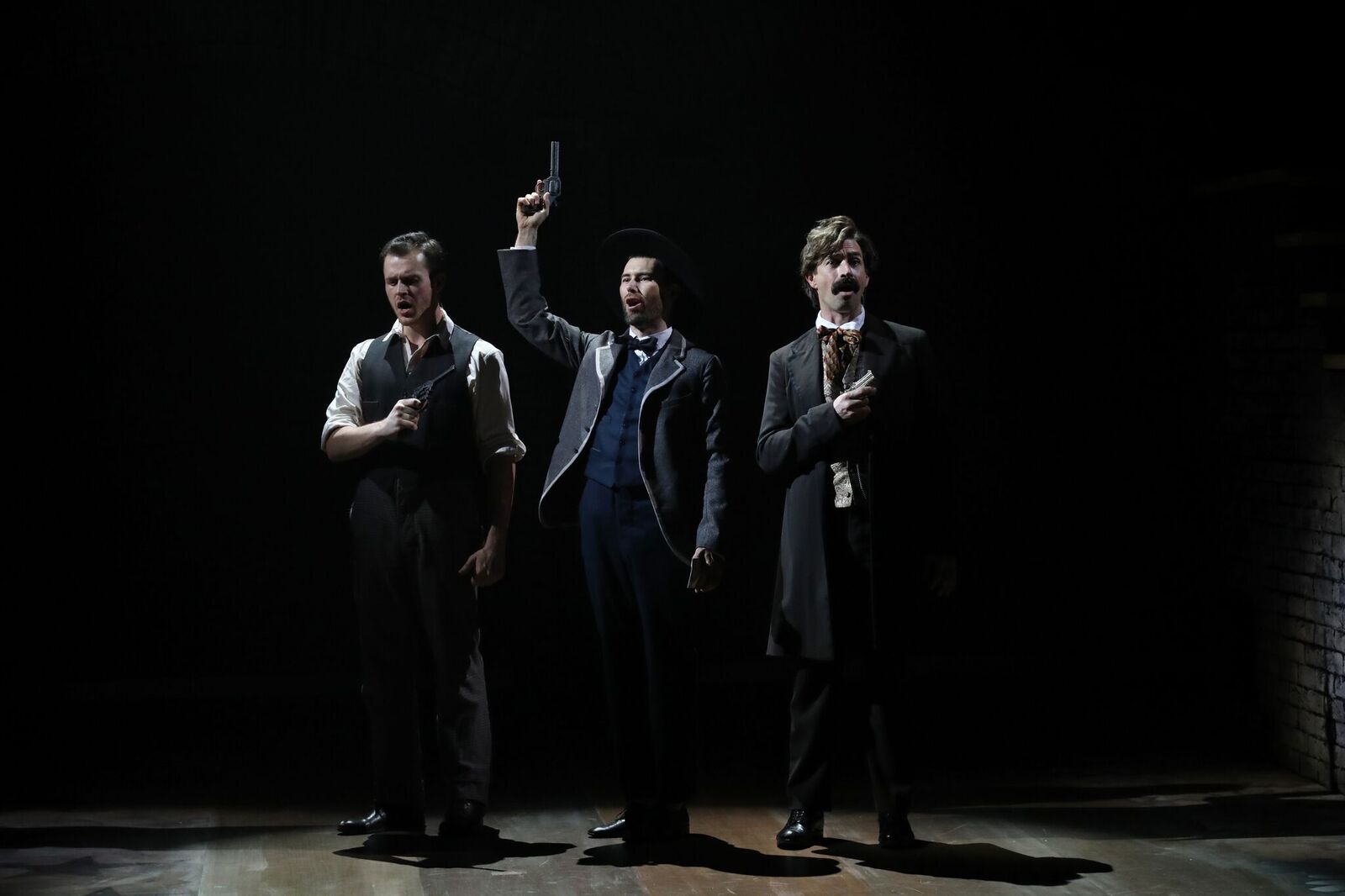 Cameron Steens, Will 0'Mahony, Brendan Hanson as Leon Czolgosz, Charles W. Guiteau and John Wilkes Booth respectively (Credit: Phillip Gostelow)