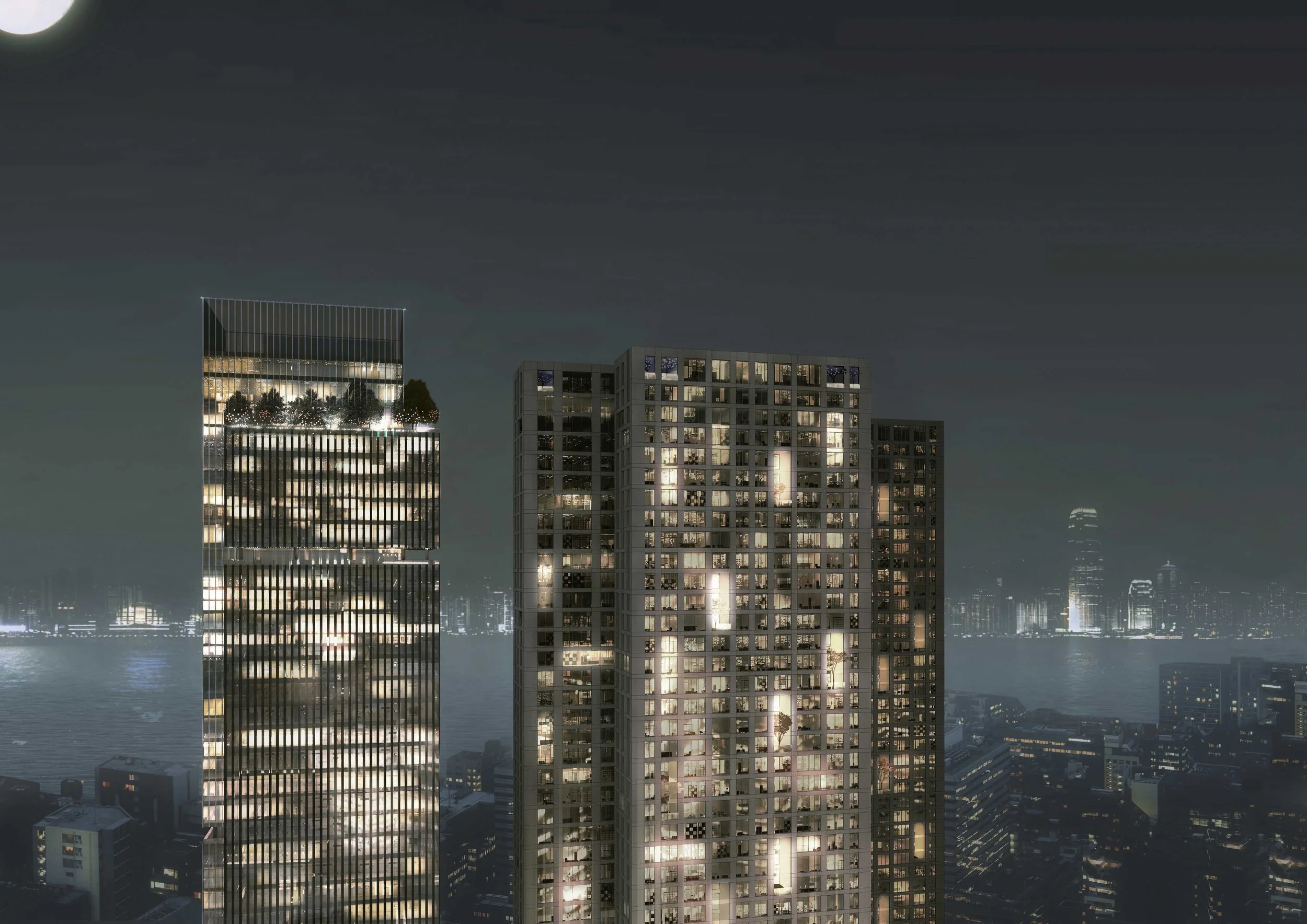 night view of the towers