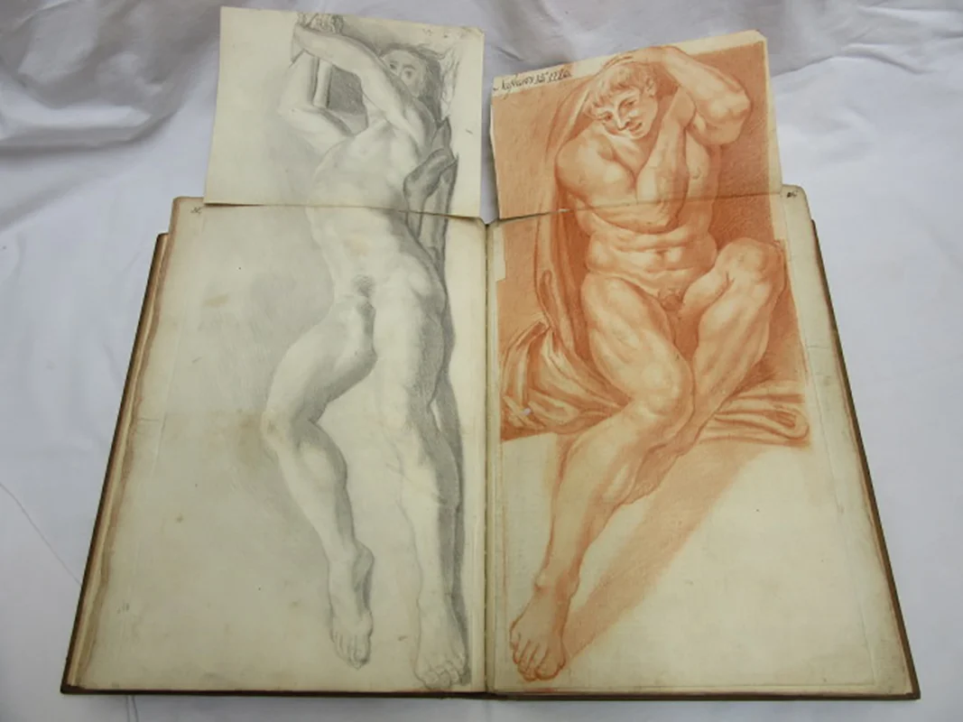 NEGREIROS, Jose Manuel de Carvalho e (1751-1815), Student workbook, comprising original drawings, printed books, and engravings.