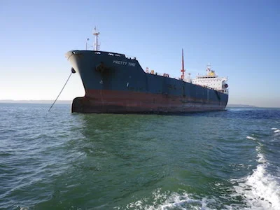 £ 95,000  later the price of vegetable oil in the water and on the beach was established, though