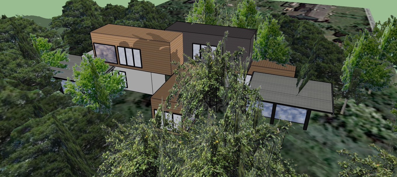 MMH can also be used for smaller "communities" such as in this case a 3 family plus "vacation-house" - to be later a senior collective possibly.