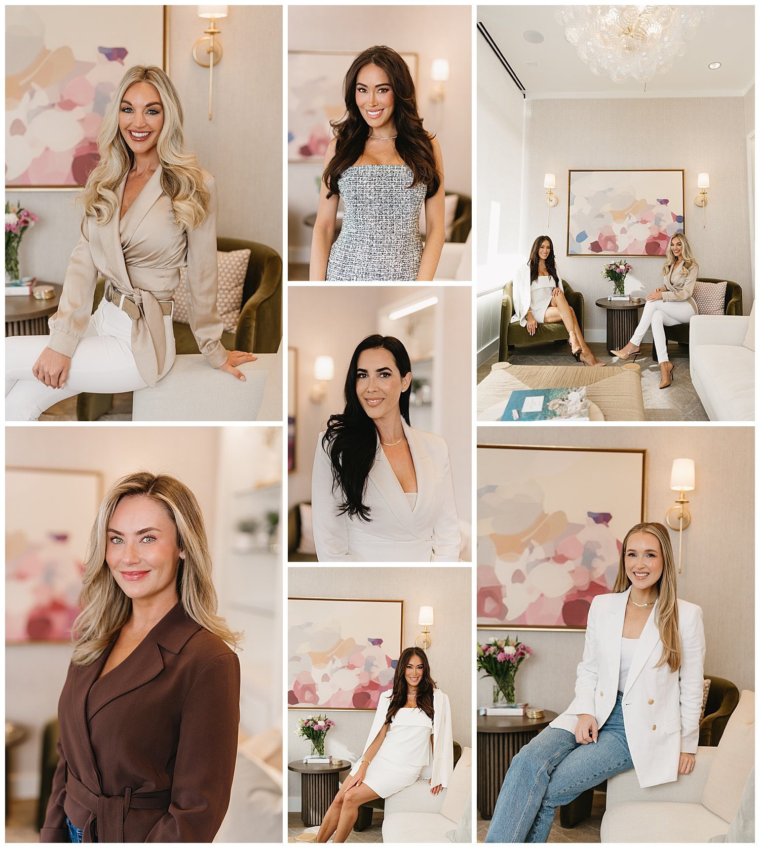 Individual headshots of the SkinSpirit marketing team in the lounge of their Austin, Texas med spa