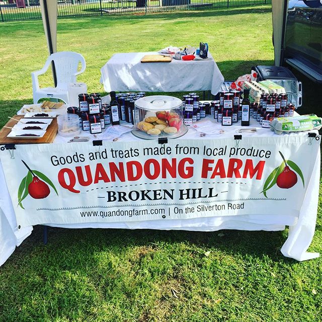 All set up for a day at the local markets. With a few extra products muffins, cookies, local olive oil and Free range eggs #quandong#quandongjam#brokenhill#quandongfarm#desertpeach#superfood#bushtucker#localproduce#viatimc#improveyoureyesite#driedfru