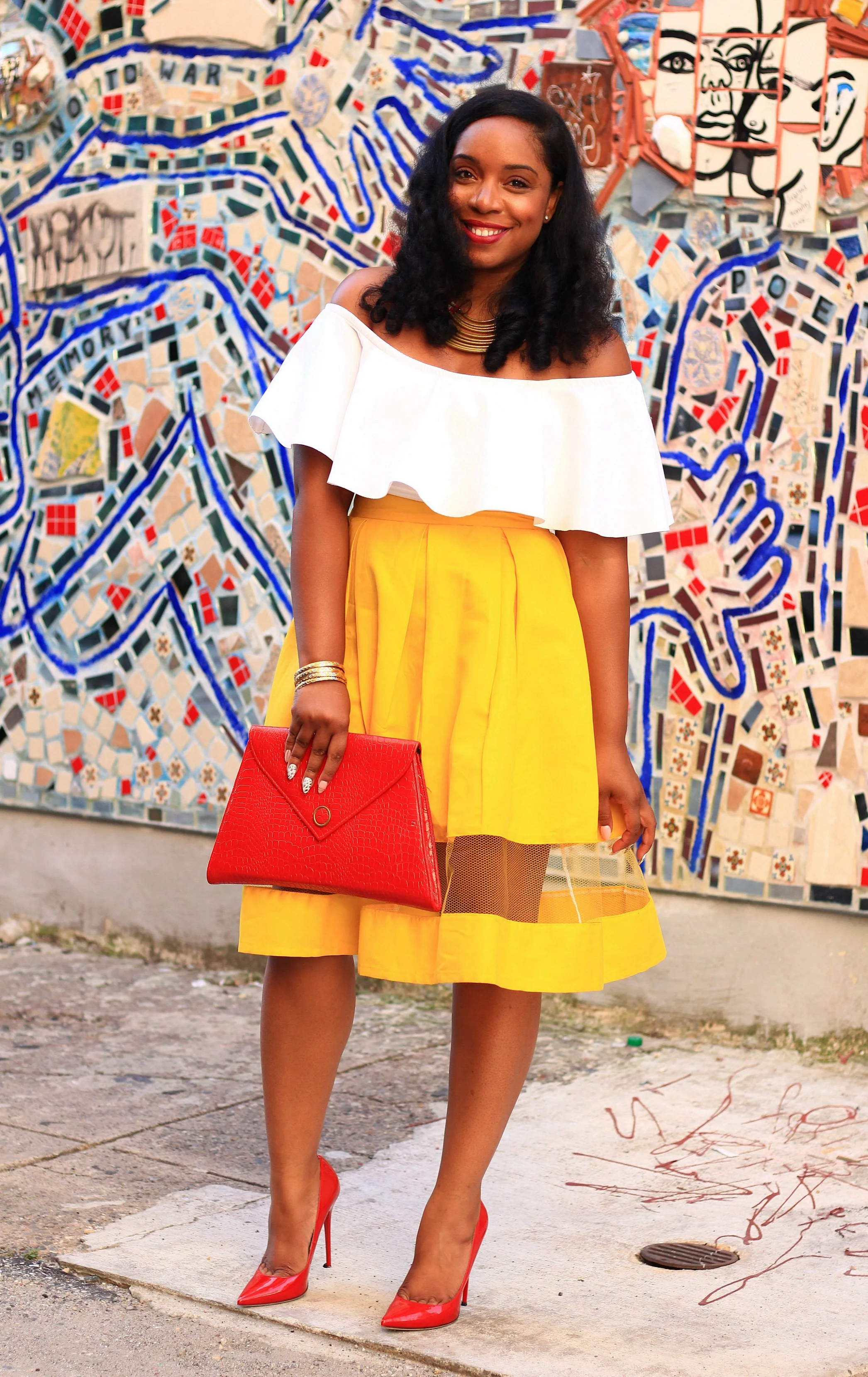 How to Style a Peek-A-Boo Midi Skirt Look #1
