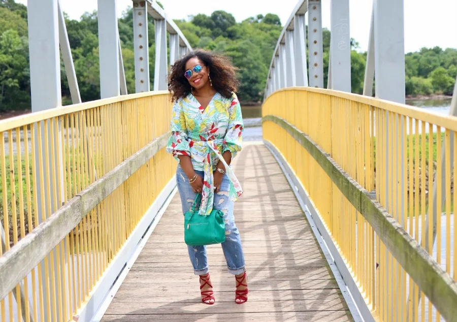 floral boyfriend jeans