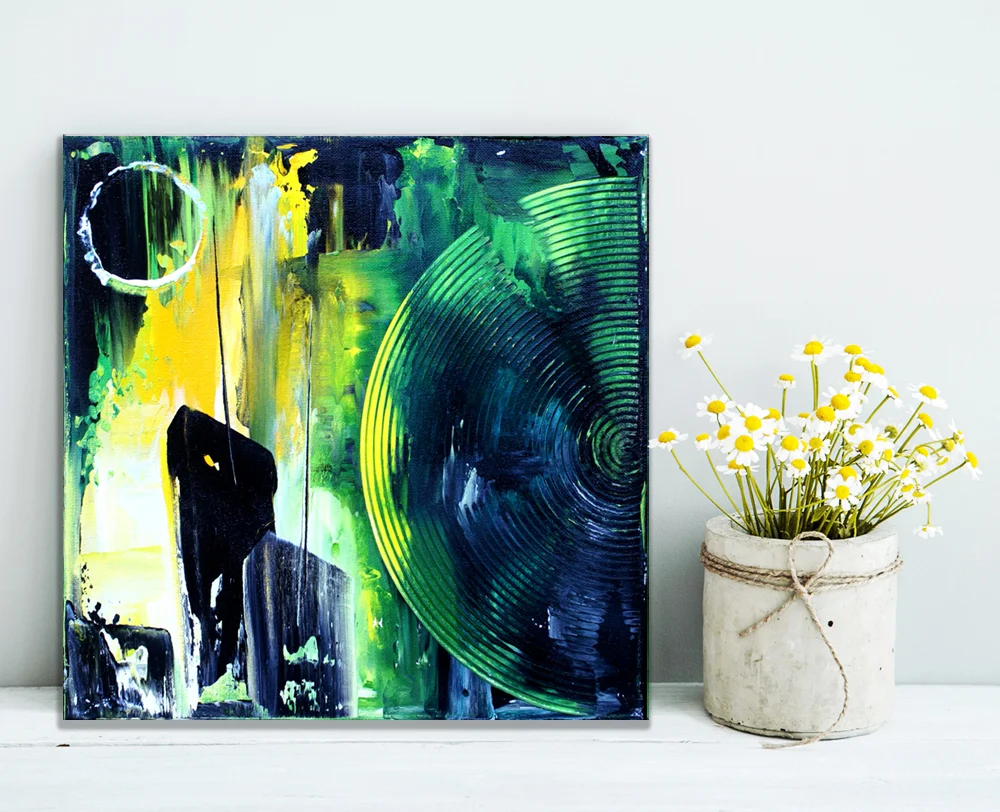 colored  hipster frame with chamomile FOLLOW YOUR DREAMS