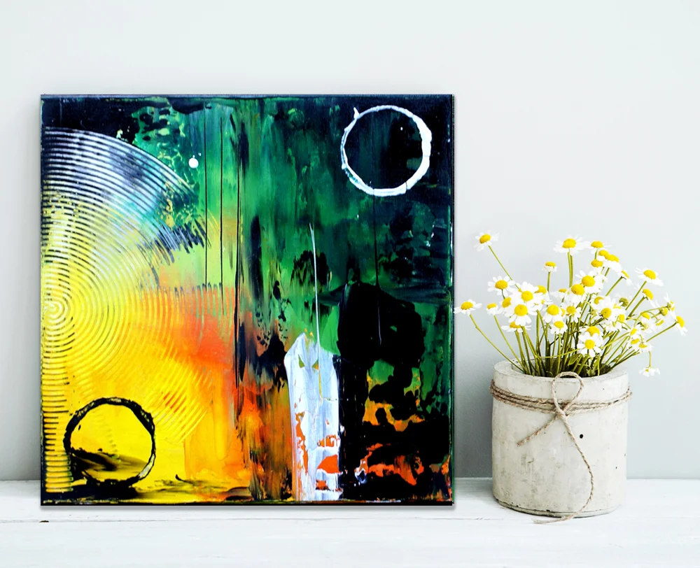 colored  hipster frame with chamomile FOLLOW YOUR DREAMS
