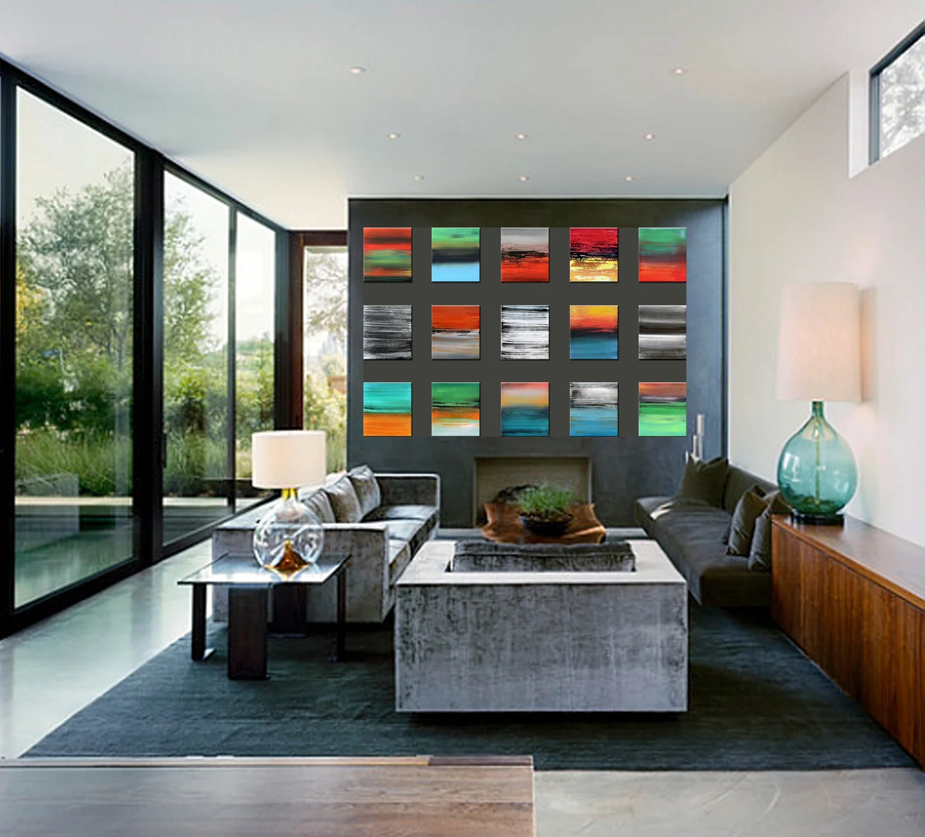 Set of 15 Modern Wall Sculpture , Original Custom Art ,Colorful Art , Modern Abstract Painting