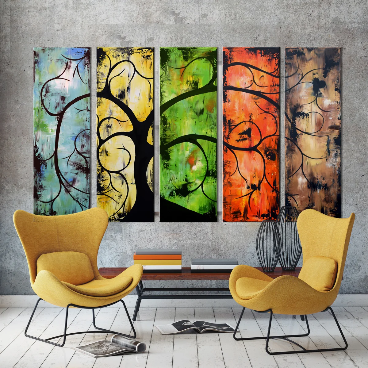 mock up poster frame in loft interior background
