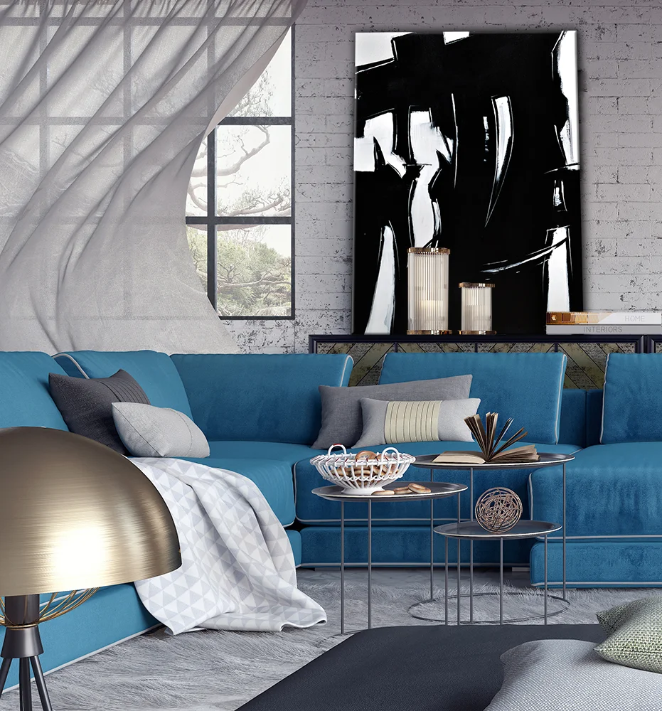 Living room, interior design 3D Rendering