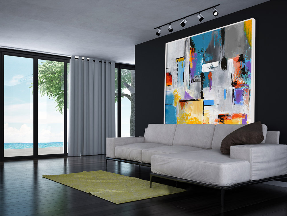 Modern Art Home Decor, Orange Living Room Wall Decor