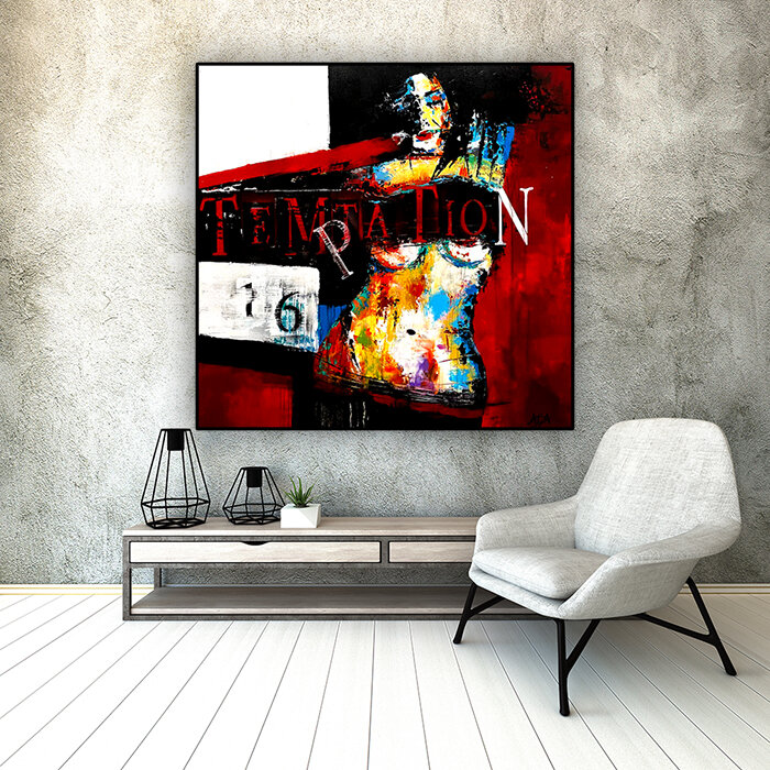 TEMPTATION- Original One Of A Kind Abstract Portrait Nude Woman, Erotic Female Figurative Art #ORG40