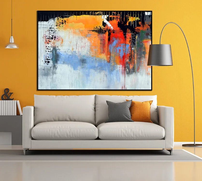 Gray and orange modern lounge