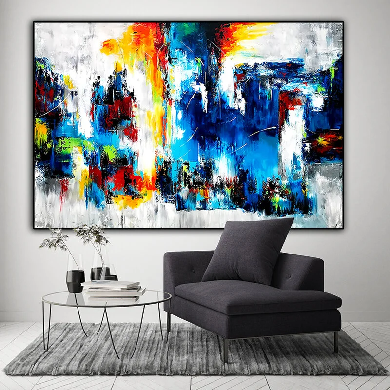 mock up poster frame in modern interior background, living room,
