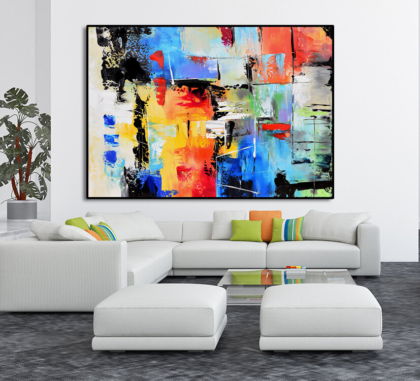 Luxury Blue Abstract Painting Big Canvas Wall Art Large Wall Painting For  Home Decor