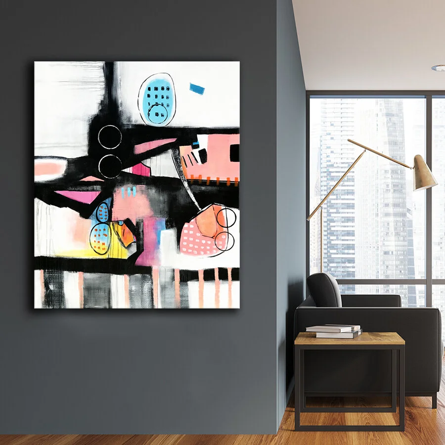 Gray panoramic living room, poster