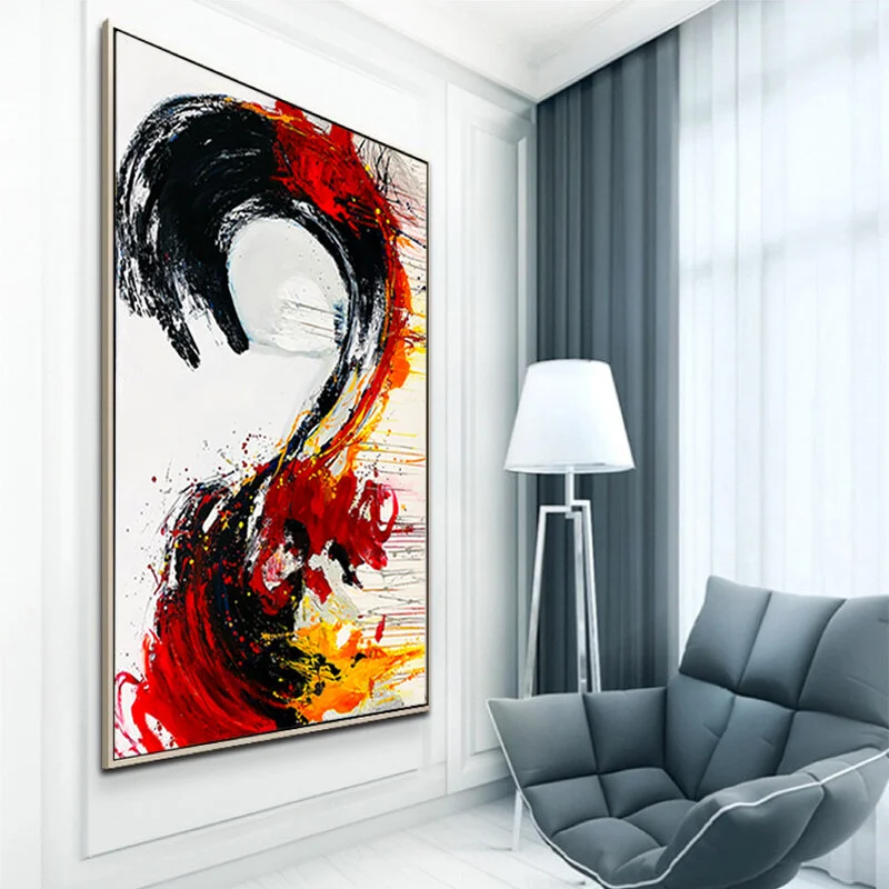 red white black painting