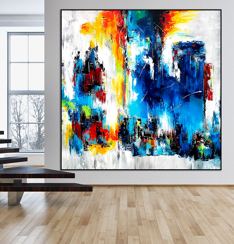 Modern bright interiors apartment with mockup poster frame 3D re
