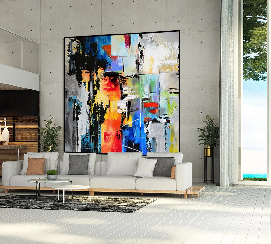 Modern mediterranean living room interior design and concrete wa