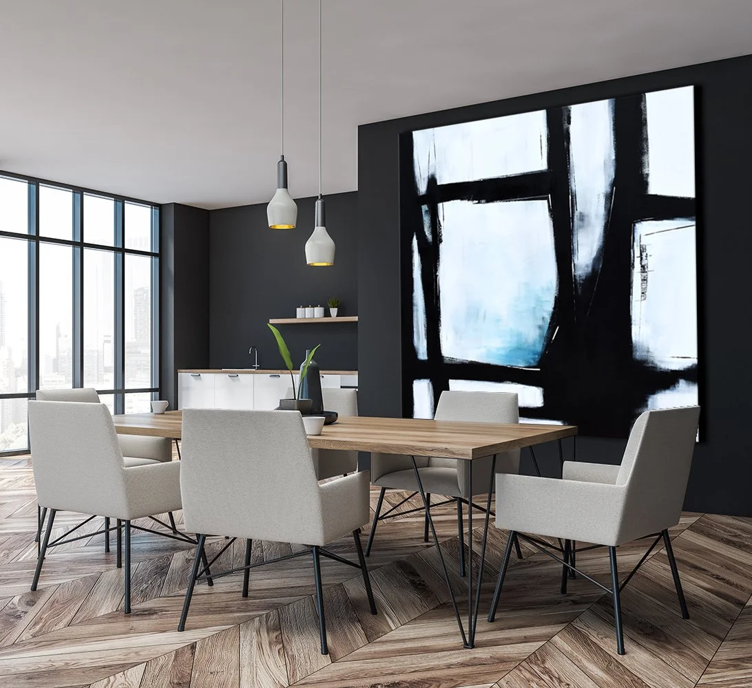 Gray dining room and kitchen corner