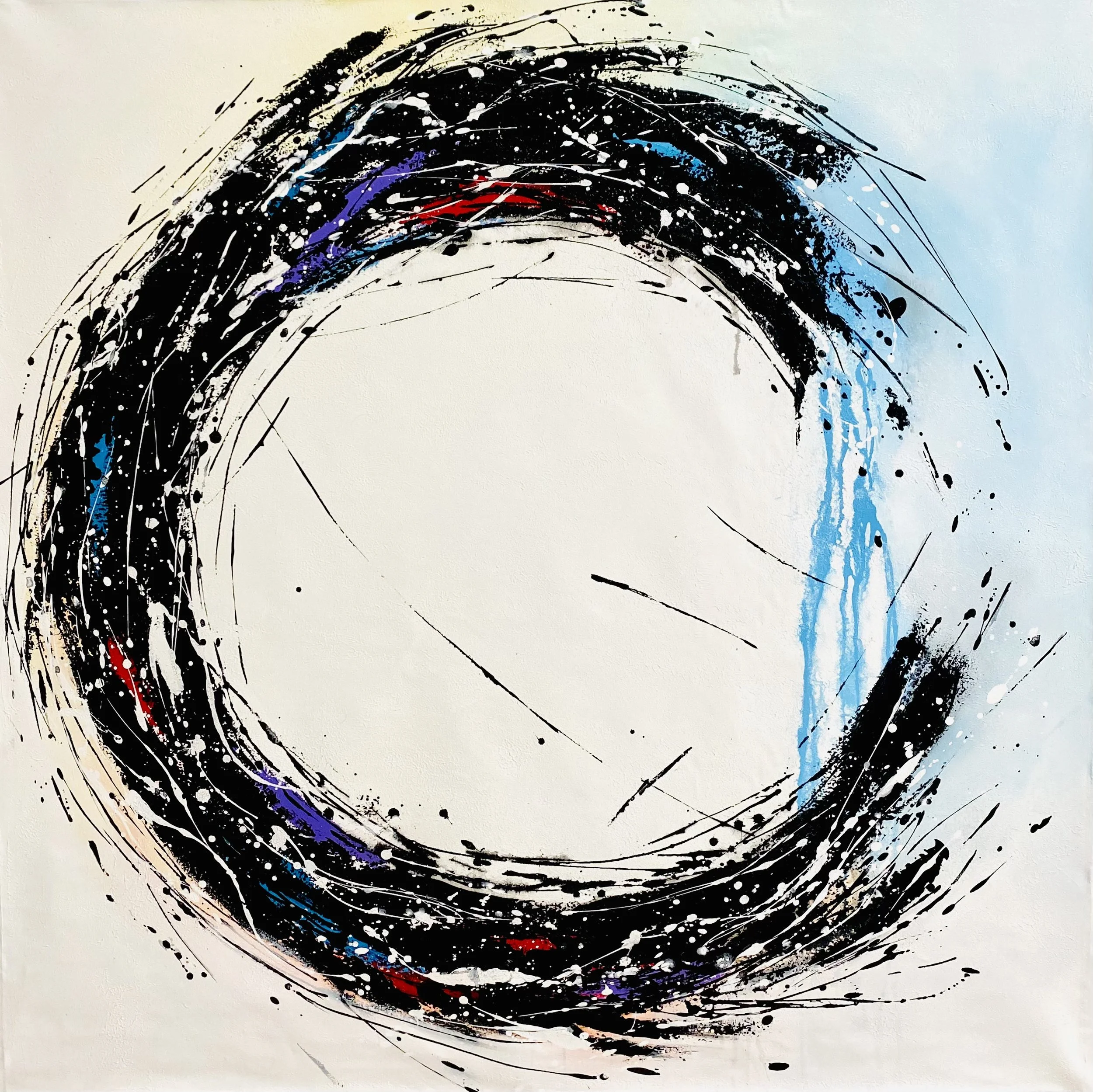 Large abstract painting, Black and white circle painting on canvas, hand painted minimalist modern art, large abstract wall art #ORG59