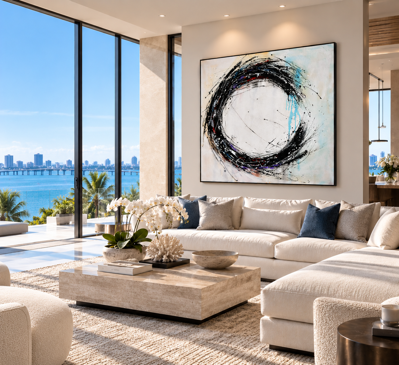 REVOLVE — Black & White Circle Abstract Painting