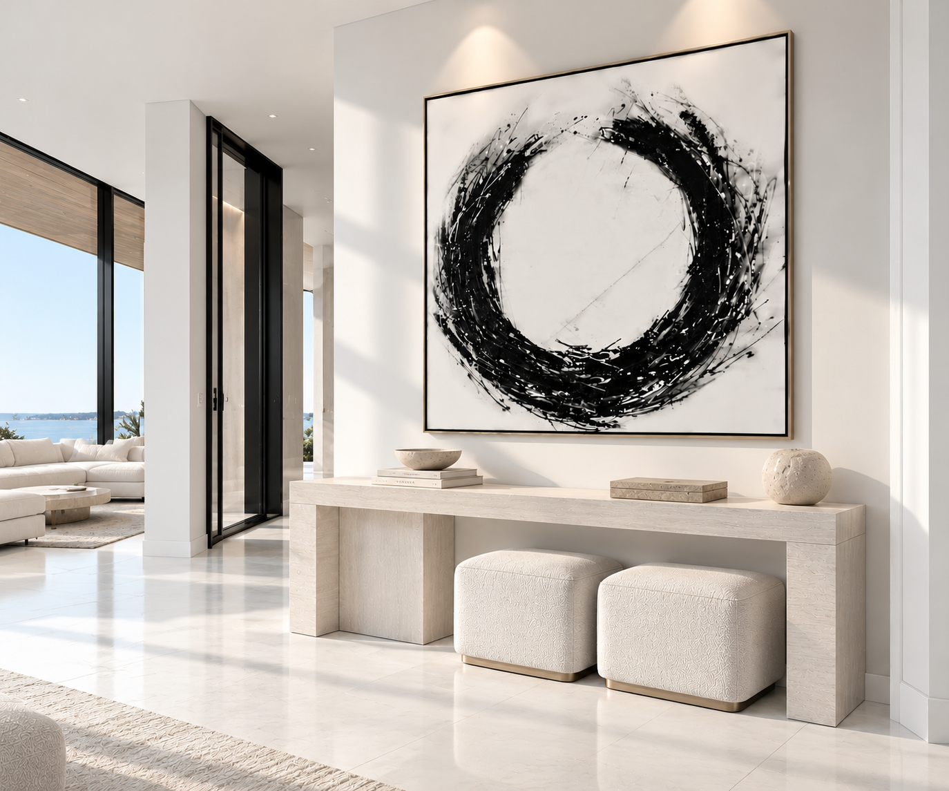 INFINITE — Made-to-Order Black & White Circle Abstract Painting