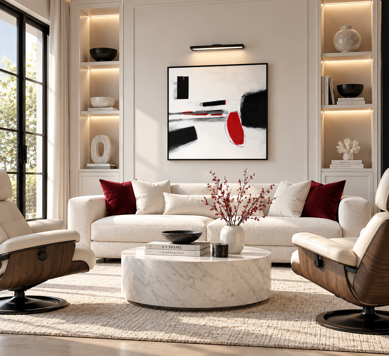 RED SHIFT — Made-to-Order Black, White & Red Abstract Painting