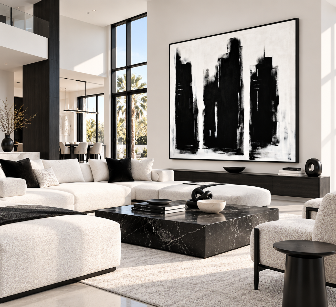 ASCEND — Made-to-Order Black & White Abstract Painting