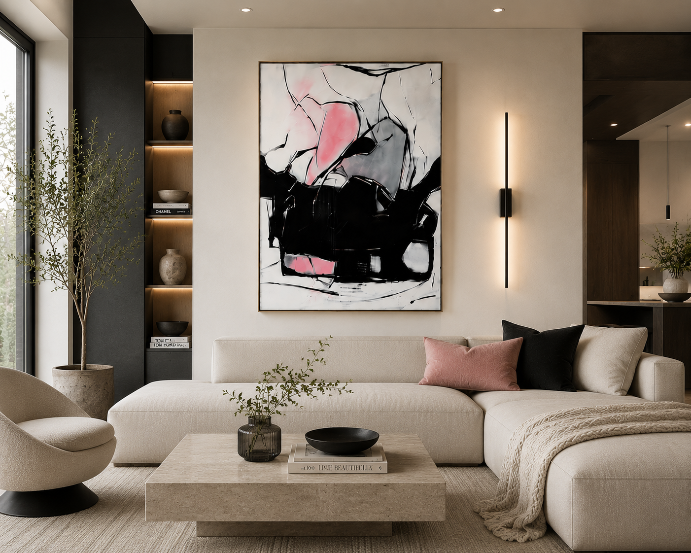 Blush in Motion No. 35 — Original Abstract Painting | 36" × 48"