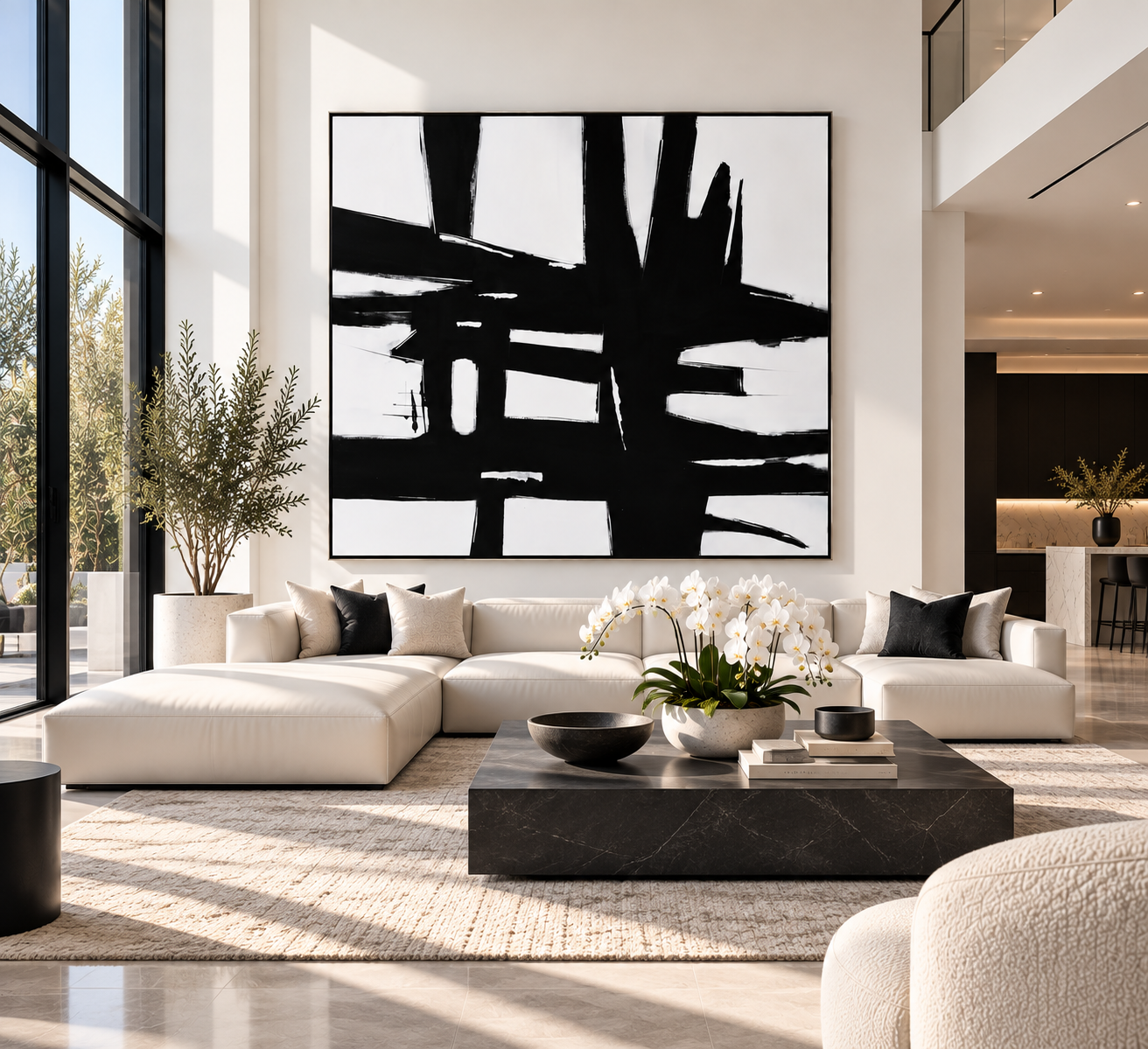 INTERSECTION — Made-to-Order Black & White Abstract Painting