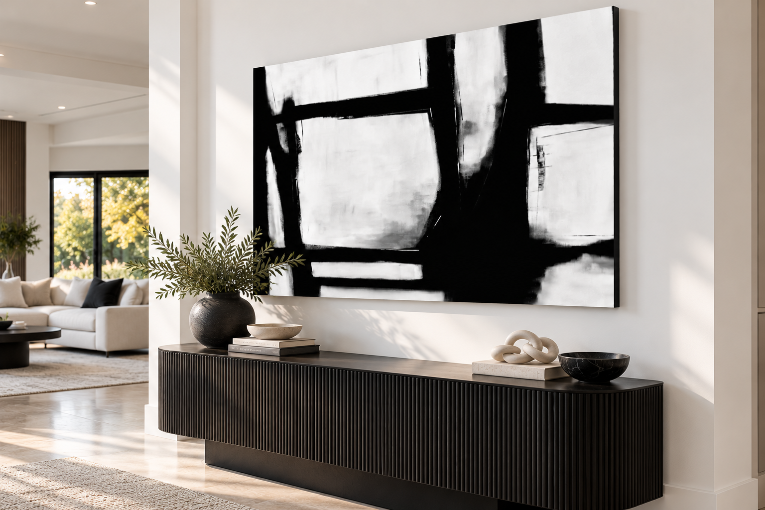 DIVISION — Made-to-Order Black, White & Gray Abstract Painting