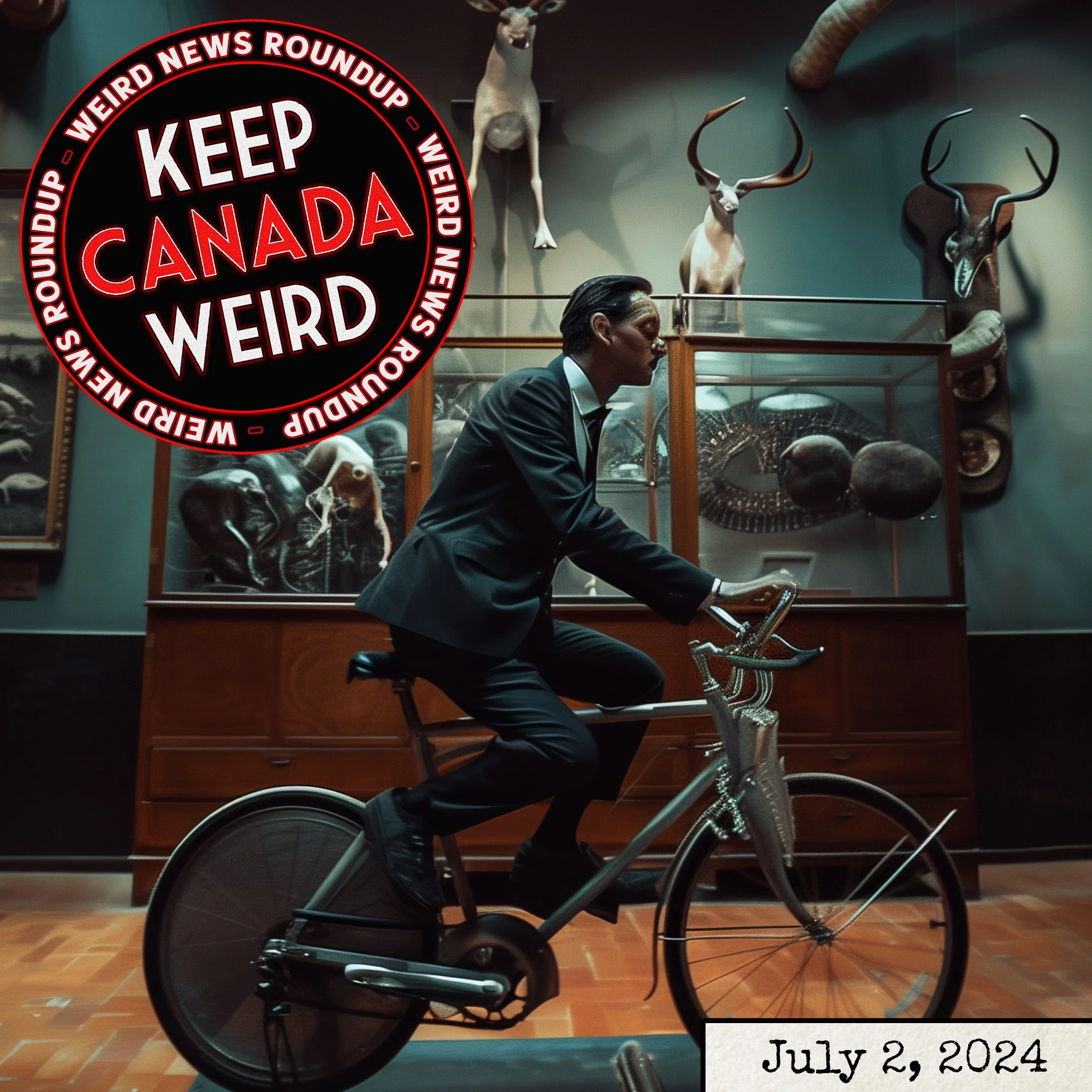 KEEP CANADA WEIRD - July 2, 2024 - the mayor's gym, a fired crosswalk guard, a monument to roadkill, political nonsense in Saskatchewan 