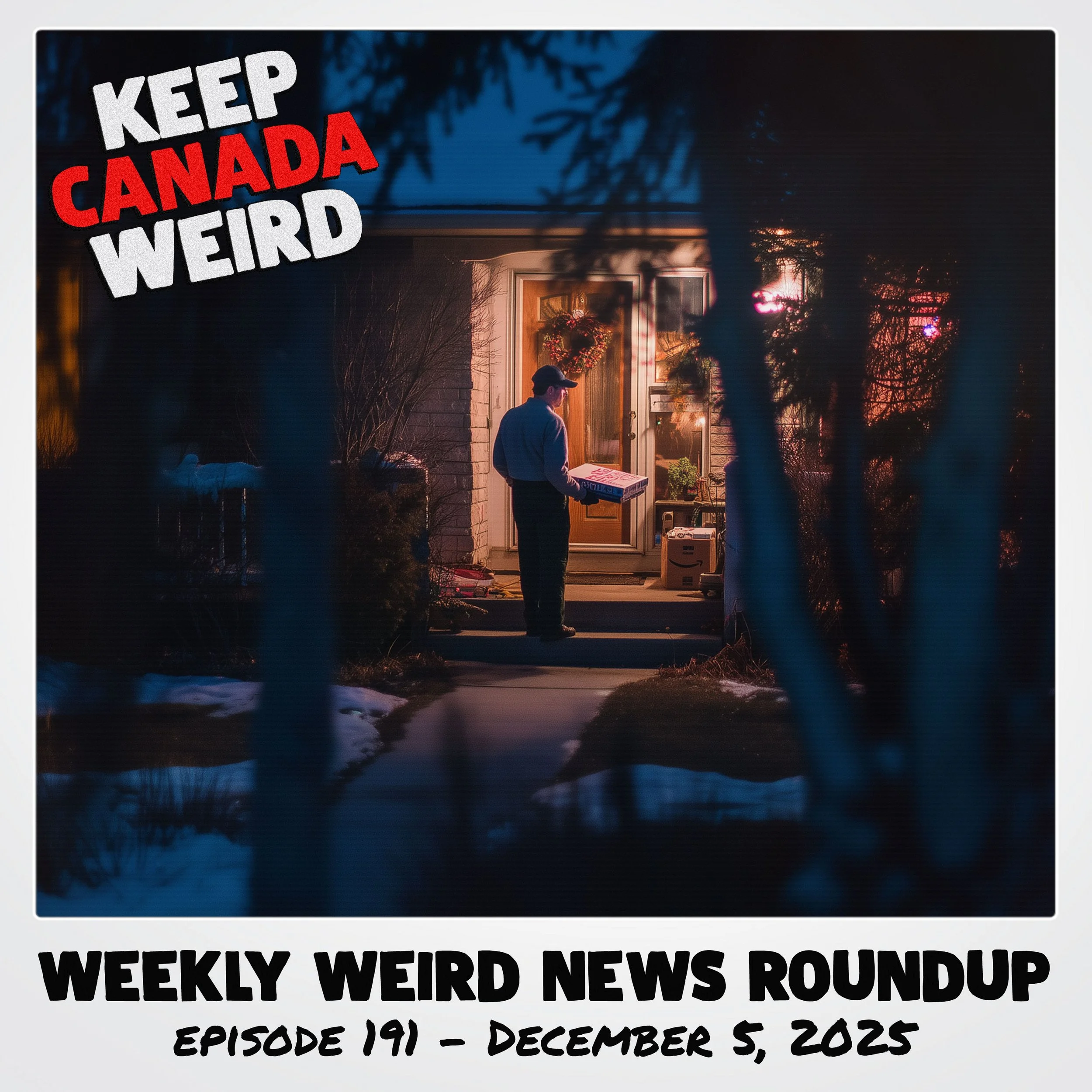 KEEP CANADA WEIRD - 191 - 2025/12/05 - Amelia Earhart, Biker falls in hole, Skip delivering porch pirate